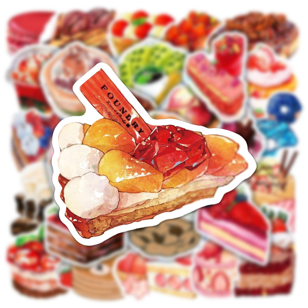 50Pcs Food Dessert Ice Cream Cartoon Graffiti Stickers For Kid Decor Bottle Wall Home Table Cute Snack Sticker