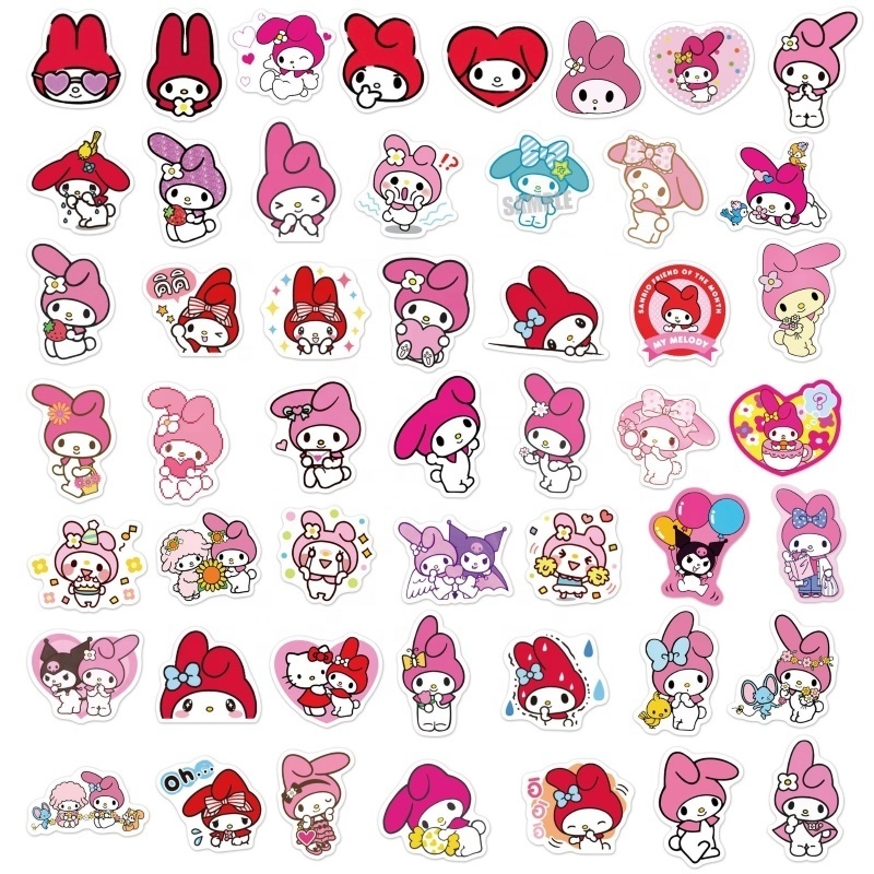 50Pcs Cute Cartoon Kuromi Kawaii Stickers For Laptop Waterpoof Bottle Kids Toy Decor Sanrio Label sticker