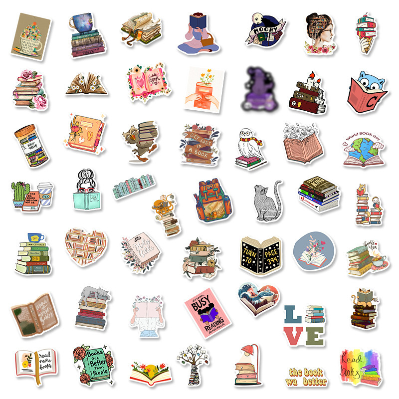 50Pcs Study Books Stickers For Student Teens Notebook Luggage Laptop Phone Reading Book Vinyl Sticker