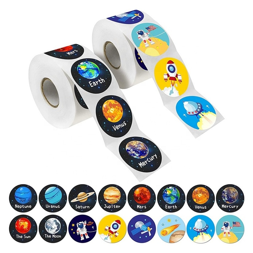 500Pcs Roll Planet Solar System Sticker 1 Inch 2.5 CM For Kids Teacher Reward Cup Gift Stickers Label