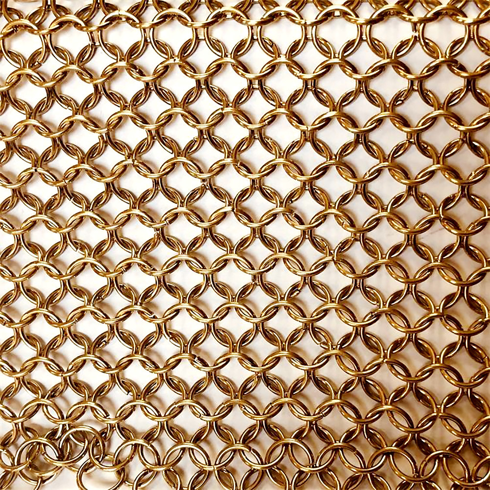 Plain Weave Mesh Wire Chainmail Fabric For Metal Decorative Stainless Steel Ring Mesh Curtain Woven Folded Chain Mail Ring Mesh