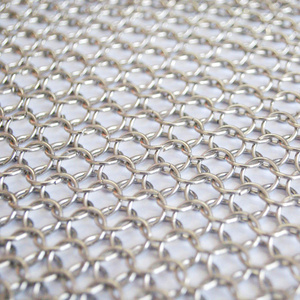 Plain Weave Mesh Wire Chainmail Fabric For Metal Decorative Stainless Steel Ring Mesh Curtain Woven Folded Chain Mail Ring Mesh