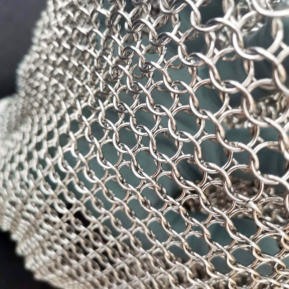 Plain Weave Mesh Wire Chainmail Fabric For Metal Decorative Stainless Steel Ring Mesh Curtain Woven Folded Chain Mail Ring Mesh