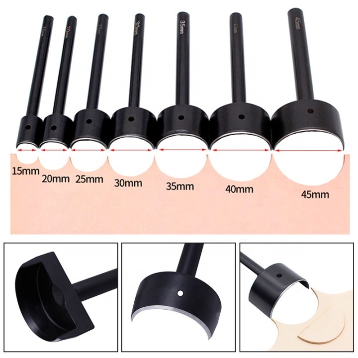 7pcs/Set 1/2 Circle Shape 15-45mm Cutter Punch Leather Punching Tool Leather Craft Hand Tools