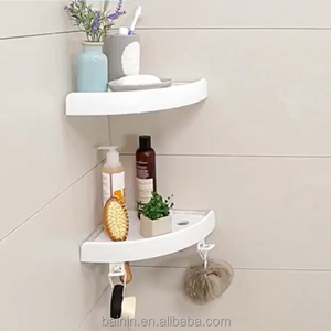 BNcompany Double Sides Suction Cups ABS Tray Plastic Shelves Bathroom Corner Shelf