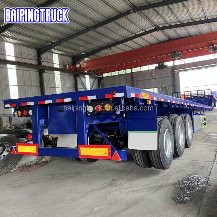 30-80 Tons 2 3 4 axles Flatbed 20ft 40ft 45ft Container Semi truck trailer or Flatbed Cargo Semi truck trailer