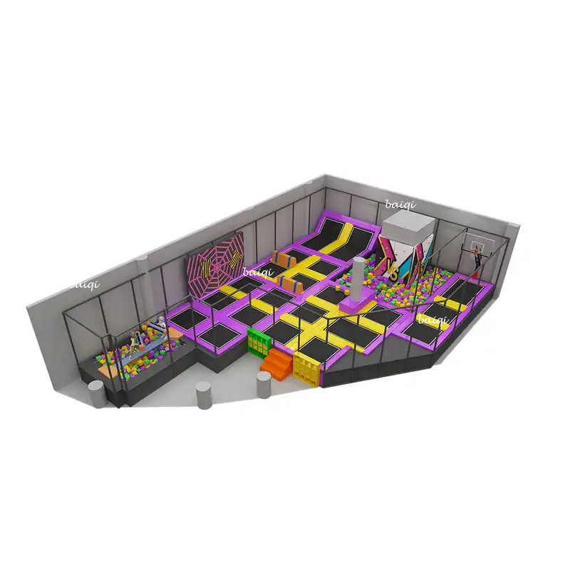 Custom Playground Play Center Area Slam Dunk Basketball Dodgeball Entertainment Facility Trampoline park Manufacturer