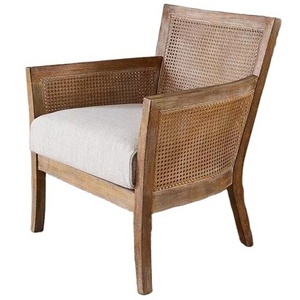 Free Sample Wooden Home Furniture Rattan Wicker Back with Soft Cushion Kitchen Dining Wood Restaurant Chair