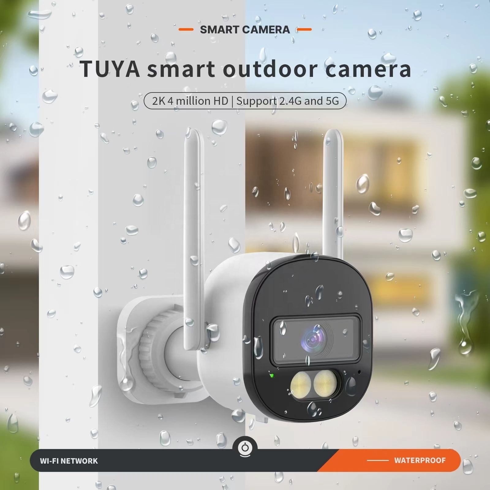 Outdoor Tuya Smart Security Camera 2K 4MP Full HD WiFi Smart Bluetooth Network Two-Way Intercom Auto Tracking IP67 Waterproof