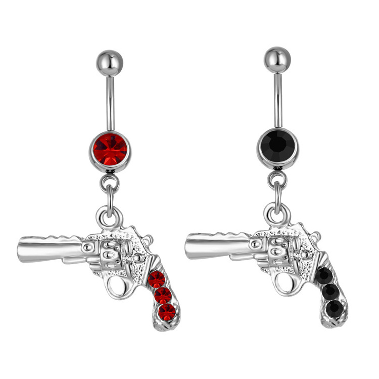 Hot Sale Belly Button Piercing Gun Shape Dangle Navel Ring 316l Stainless Steel Body Piercing Jewelry