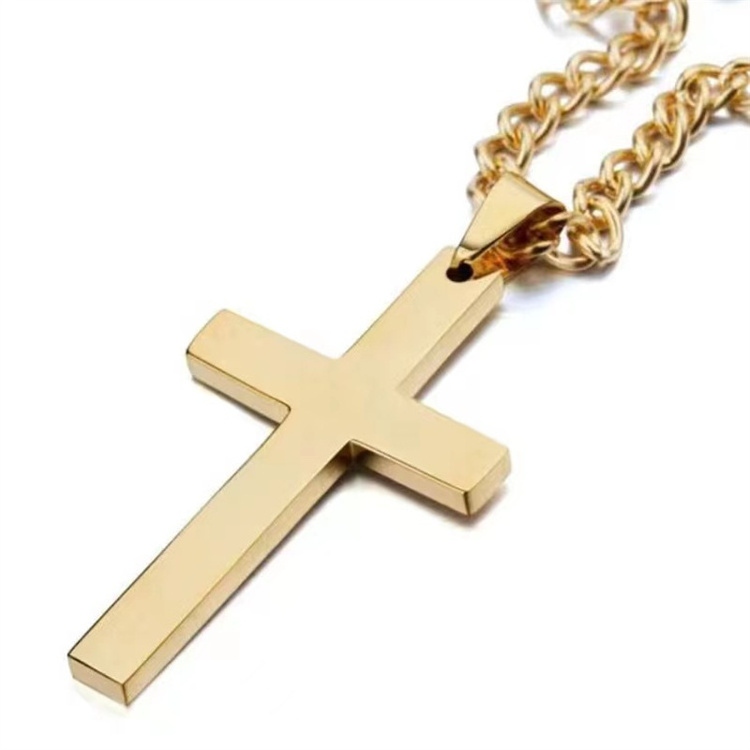 Wholesale New Fashion Jewelry Stainless Steel 18k Gold Plated Earring Luxury Cross Necklaces For Men