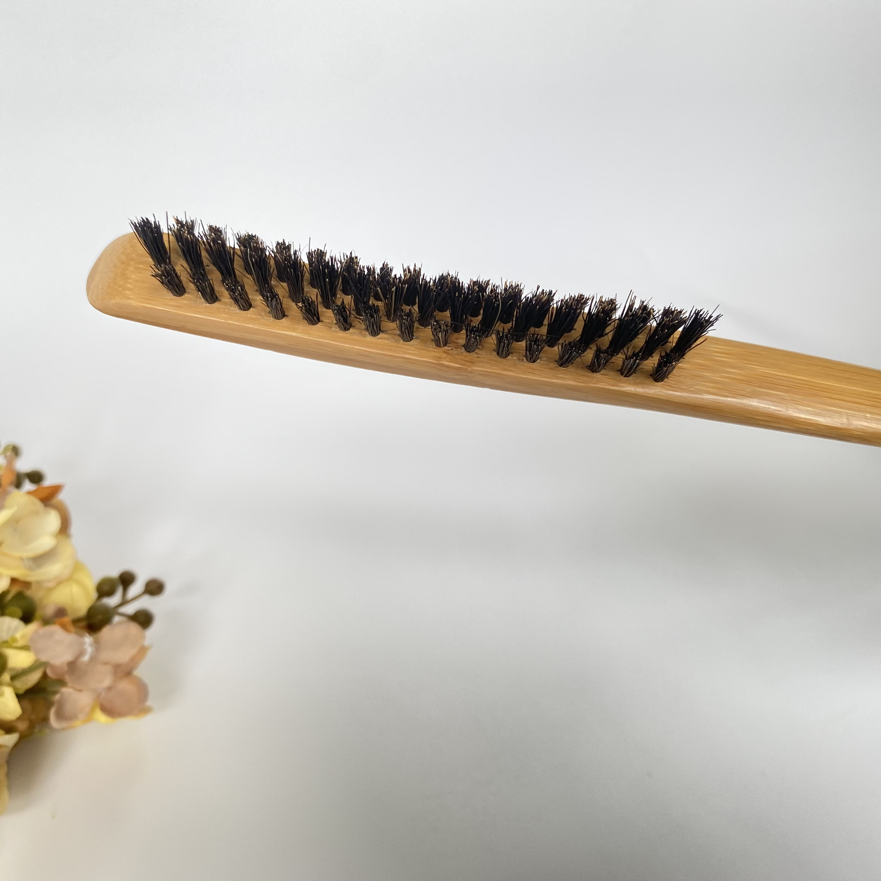 Professional Design Best Quality Curved Natural Bamboo 100% Boar Bristles Teasing Brush