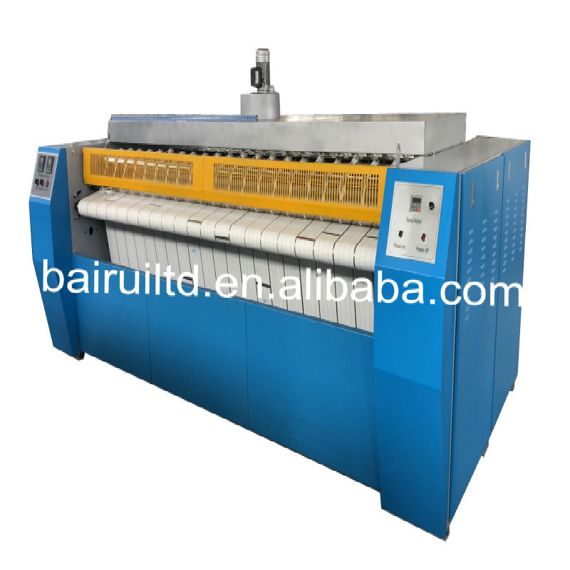 Roller ironing machine for laundry shop and laundry plant