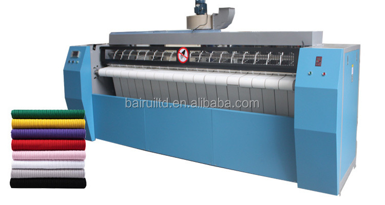 Roller ironing machine for laundry shop and laundry plant