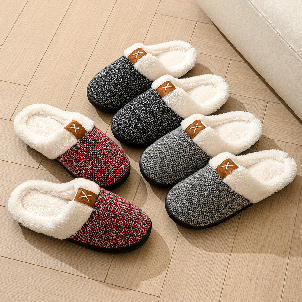 Winter Warm Slip On Plush Slides Slippers Fuzzy Plush Man And Women Ladies Home Slippers with Indoor &Outdoor