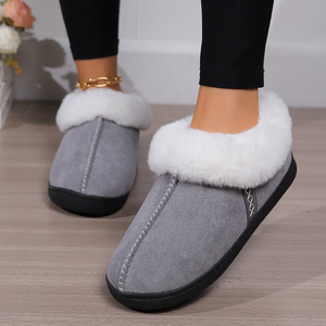 Stock Factory Lovely Warm Winter Soft Plush Warm Slippers Comfortable Slip-resistant Indoor&Outdoor Fur Suede Slippers Shoes