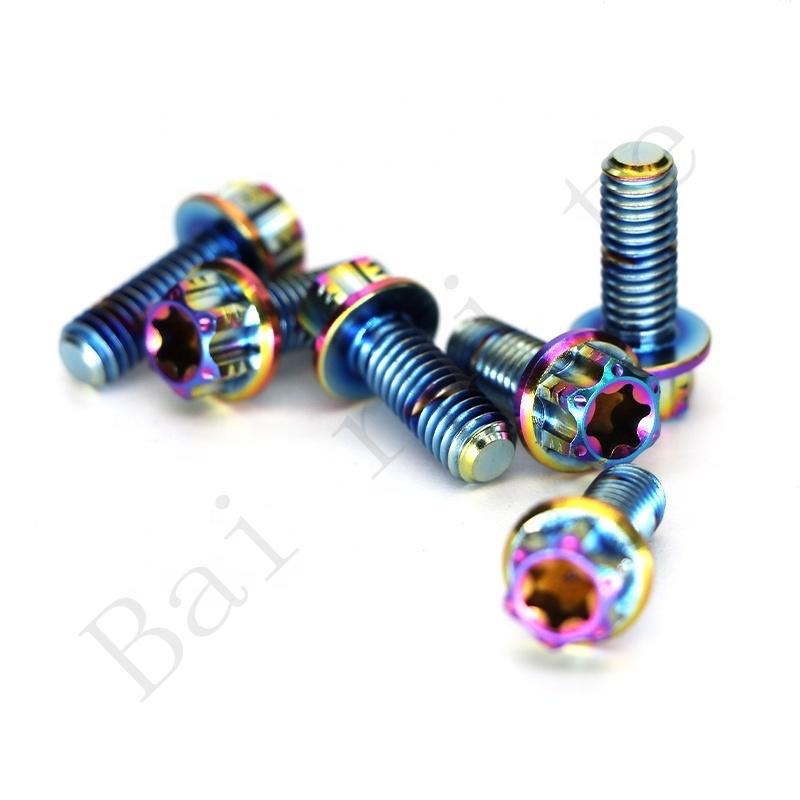 Motorcycle modification screws Titanium alloy small flange head screw hexagon fancy color motorcycle refit screw