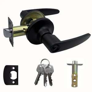 1set Matte Black Keyed Entry Lever Lock for Exterior Door and Front Door, Heavy Duty Lever Door Lock Handle