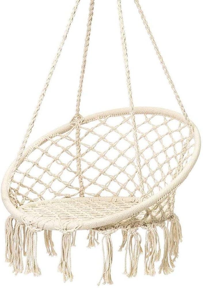 Macrame Round Shape Hanging Hammock Swing Chair For Garden Porch Home Hotel Wedding Indoor Outdoor Hand-woven Bohemian Style