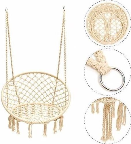 Macrame Round Shape Hanging Hammock Swing Chair For Garden Porch Home Hotel Wedding Indoor Outdoor Hand-woven Bohemian Style