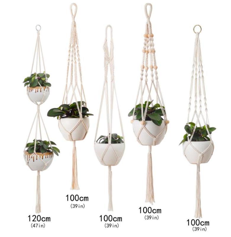 Macrame Plant Hanger Handcraft Plant Holder Handmade Hand-woven 100% Cotton Rope Indoor Outdoor Bohemia Home Decor Wedding Hotel