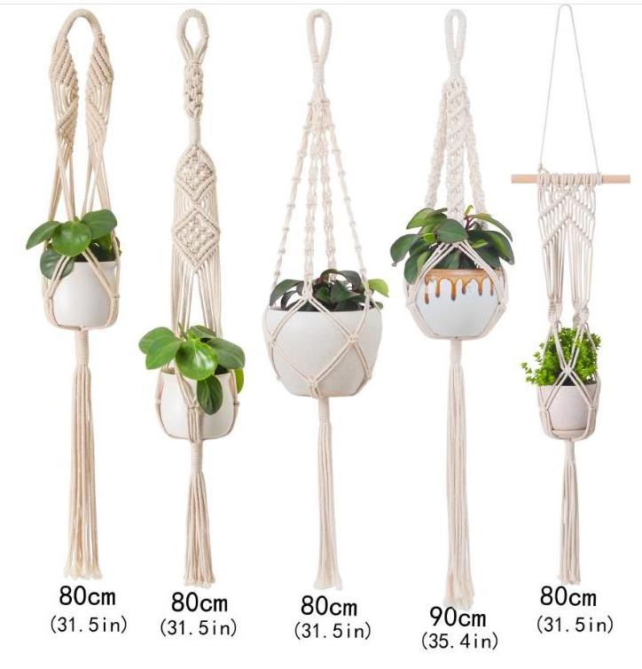 Macrame Plant Hanger Handcraft Plant Holder Handmade Hand-woven 100% Cotton Rope Indoor Outdoor Bohemia Home Decor Wedding Hotel