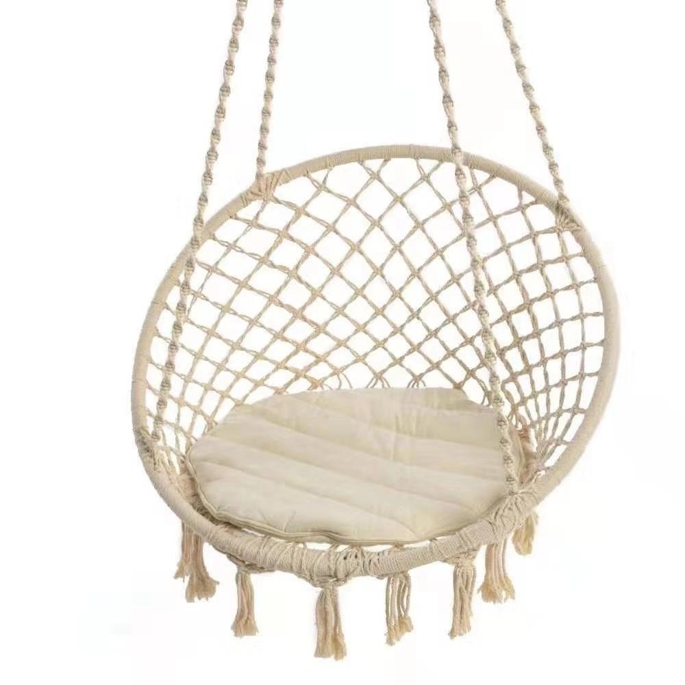 Macrame Round Shape Hanging Hammock Swing Chair For Garden Porch Home Hotel Wedding Indoor Outdoor Hand-woven Bohemian Style