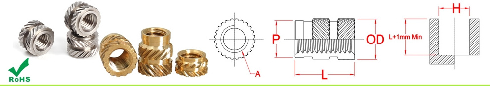 Custom High Quality Diamond Knurled Nut M2 M3 M4 M6 M7 M8 Lathe Finished Plastic brass insert nut knurled nuts