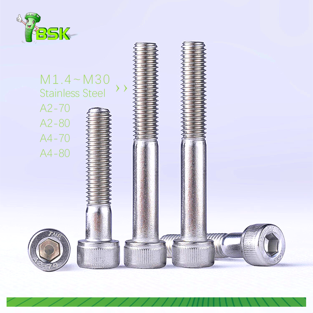 A2-70 A4-80 stainless steel hex socket head screw allen head screw 1/4-20 din912 bolt and nut