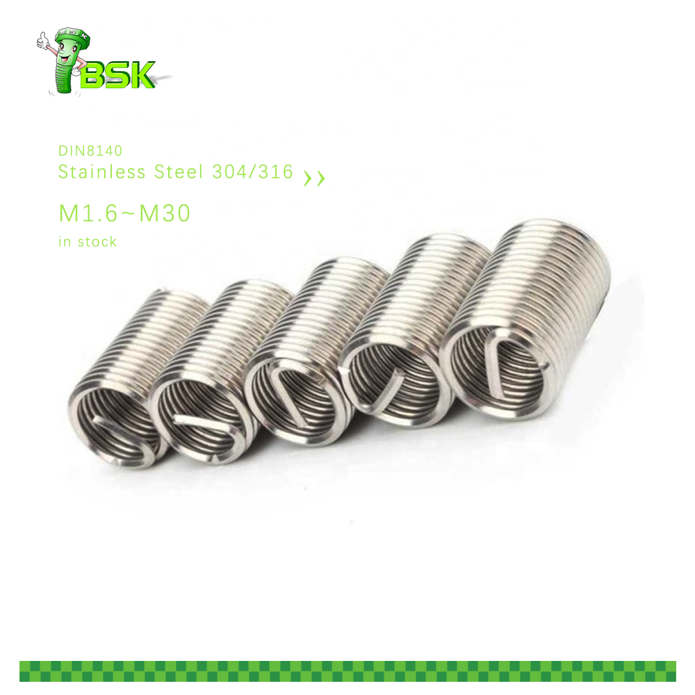 Stainless Steel DIN 8140 Helical Inserts M1.6 M2 M2.5 M3 M4 M5 M6 M8 M10 M12 M14 M16 M18 M20 M22 M24 M27 M30 Wire Thread Insert