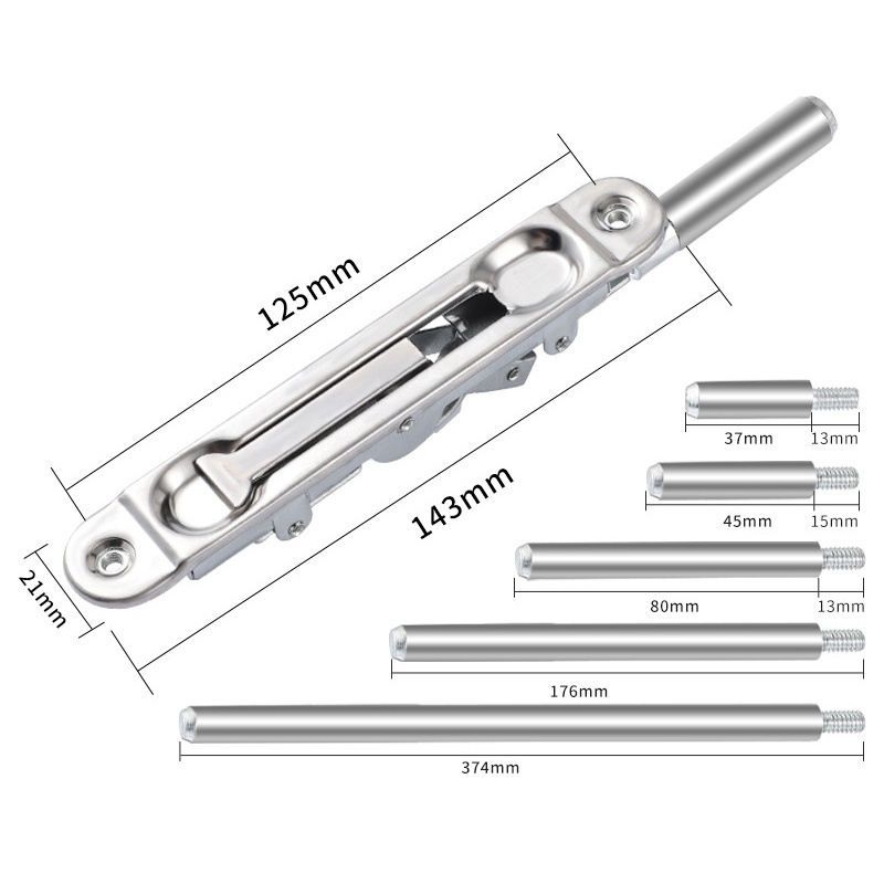 Stainless Steel Door Round type Flush Bolt Concealed Lever Action Latch, replaceable rod, TOP DOWN BOLT STEEL DOOR BOLT