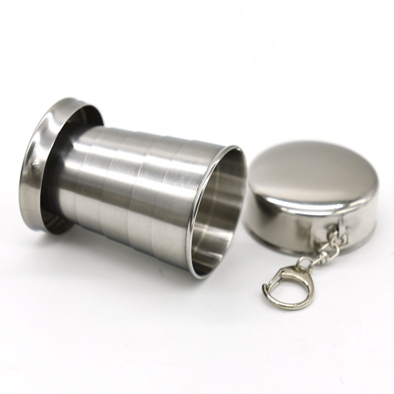 BST 70ml Portable metal portable Telescopic mugs cup stainless steel collapsible keychain shot glass with logo