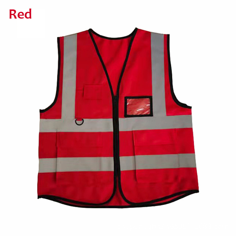 Ready Stock High Visibility Construction Work Vest with Pockets and Zipper Custom Reflective Safety Vest with logo