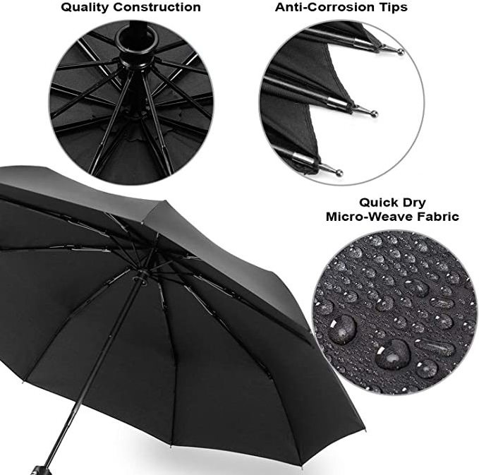 BST Custom Printed Windproof Portable Automatic Light Folding Rain Umbrella wholesale for Men and Women