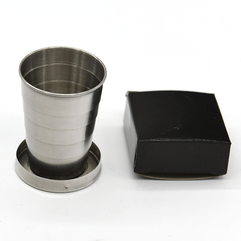 BST 70ml Portable metal portable Telescopic mugs cup stainless steel collapsible keychain shot glass with logo