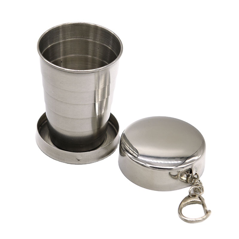 BST 70ml Portable metal portable Telescopic mugs cup stainless steel collapsible keychain shot glass with logo