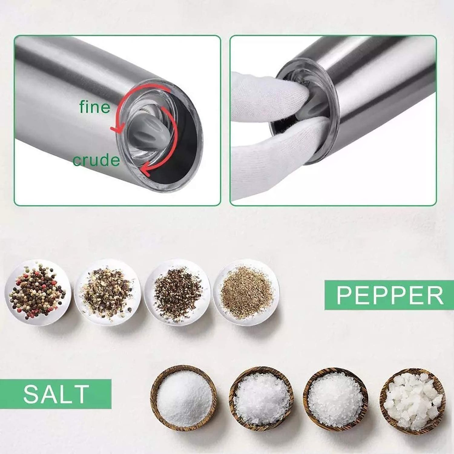 BST Automatic pepper mill salt grinder electric pepper and salt grinder set with blue LED