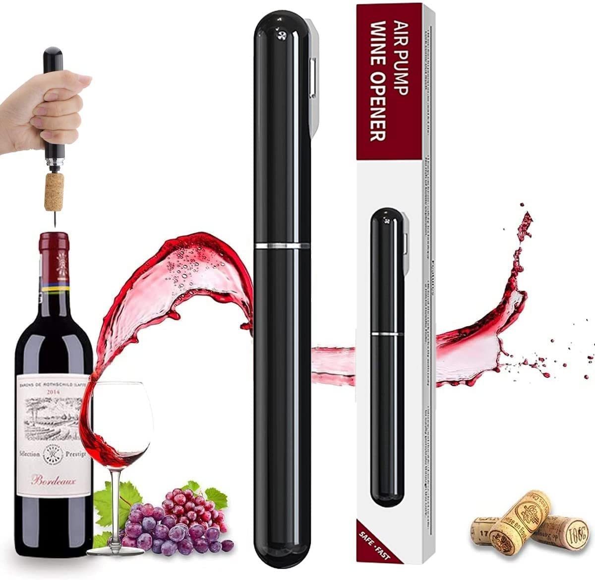 BST Portable Travel 2-in-1 Air Pressure manual wine opener With Foil Cutter air pump wine bottle opener