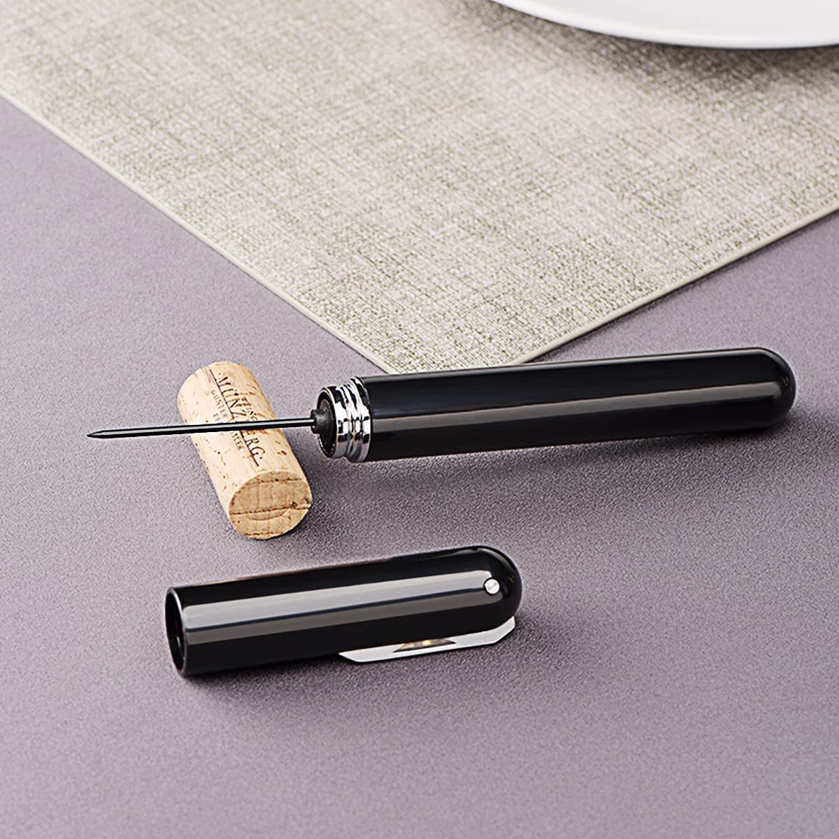 BST Portable Travel 2-in-1 Air Pressure manual wine opener With Foil Cutter air pump wine bottle opener