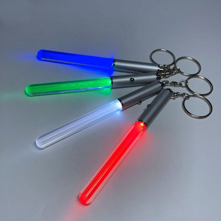 Promotional Light Up Star-War plastic LED Acrylic Glowing Lightsaber Keychain with Custom logo