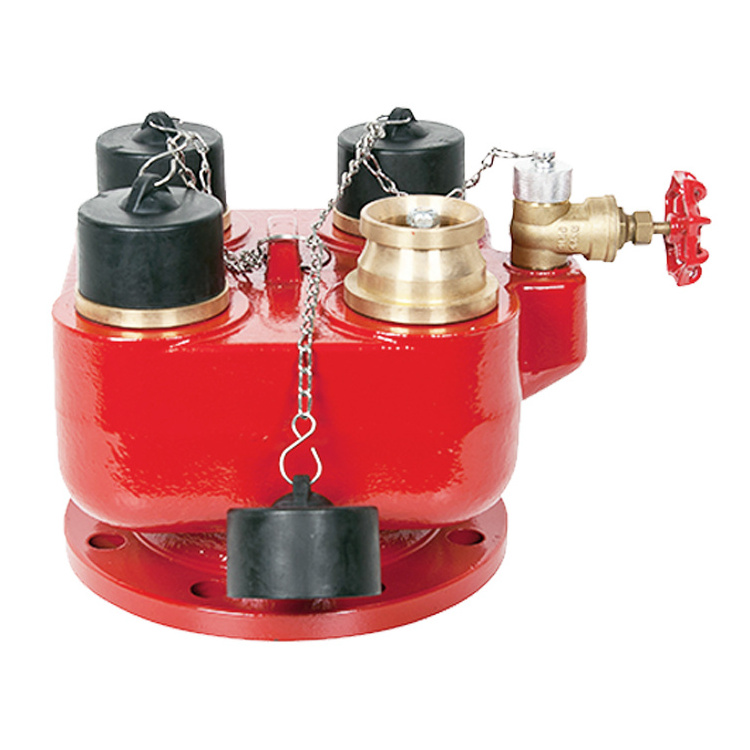 Supplier Fire Hydrant Valve Flange PN16 Outlet 4 Way Inlet Breeching Valve For Dry Riser