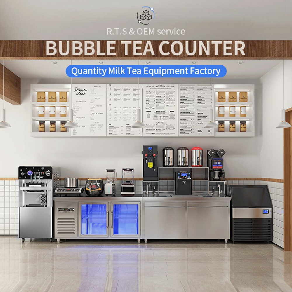 Commercial Boba Shop Working Table Container Milk Tea Bar Counter machine Bubble Milk Tea Counter