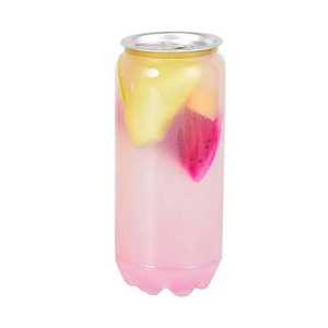 Custom PET Transparent Soft Soda Drink Plastic Can With Easy Open End for juice