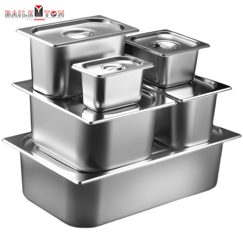 All Size Us Standard Stainless Steel Gastronorm Gn American Style Stainless steel milk tea gastronorm food container with lids