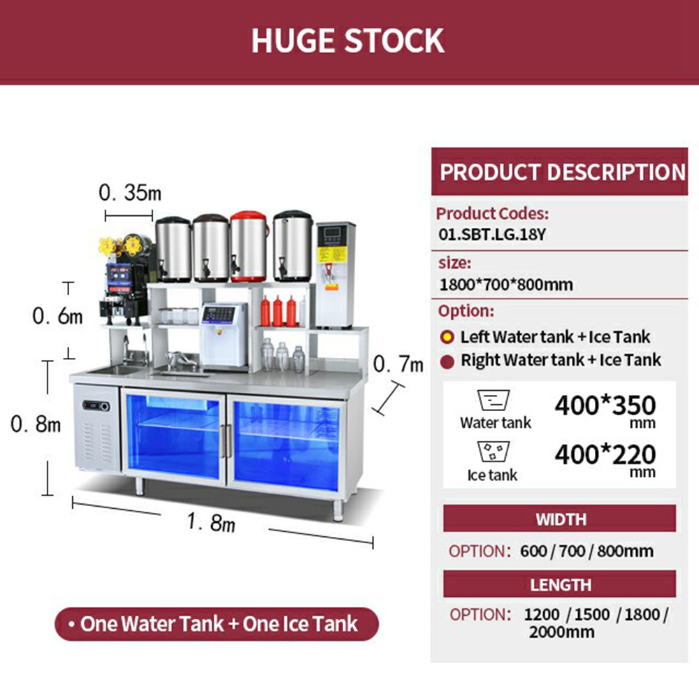 Milk Tea Making Bubble Tea table Bar Counter machine With Refrigeration Cabinet for coffee shop equipment