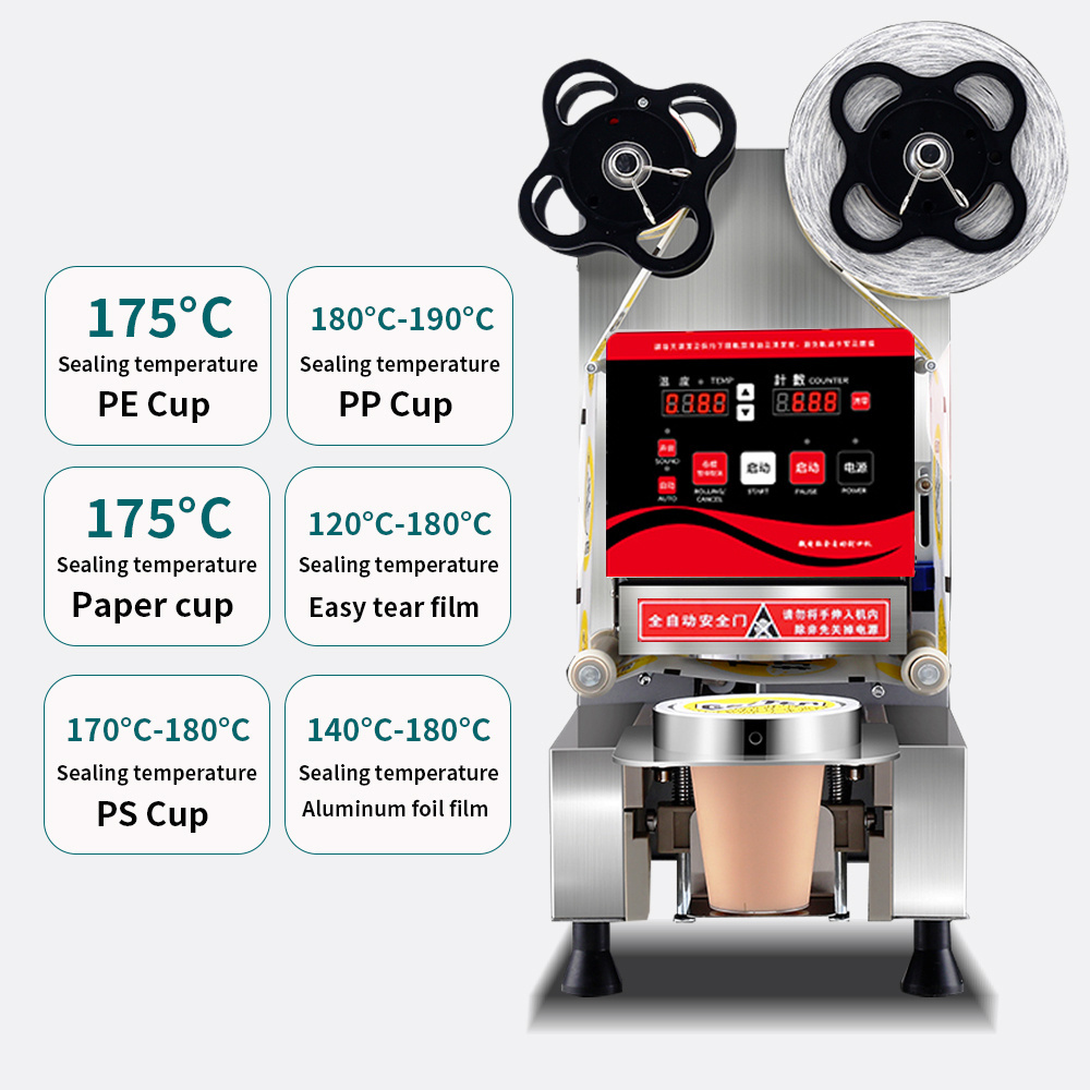 Cup-sealing-machine Fully Automatic Cup Sealing Machine Plastic for Jelly Bubble Seal Milk Tea Disposable High Effective 