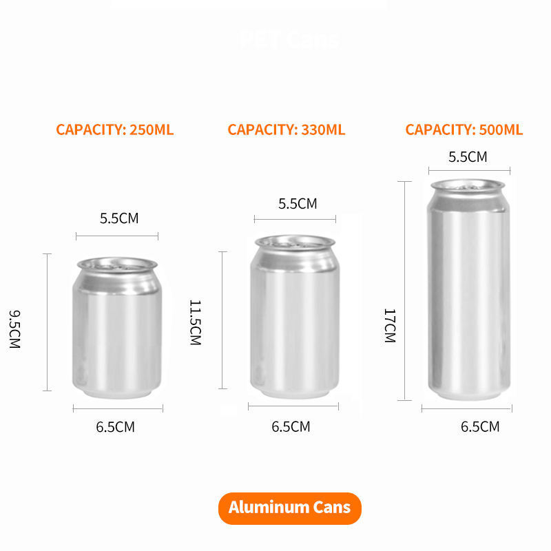 Custom PET Transparent Soft Soda Drink Plastic Can With Easy Open End for juice