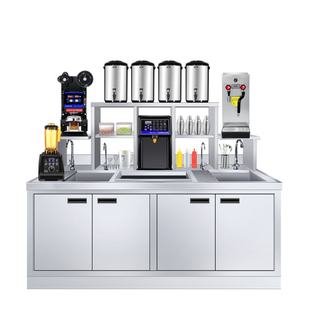 Commercial Boba Shop Working Table Container Milk Tea Bar Counter machine Bubble Milk Tea Counter