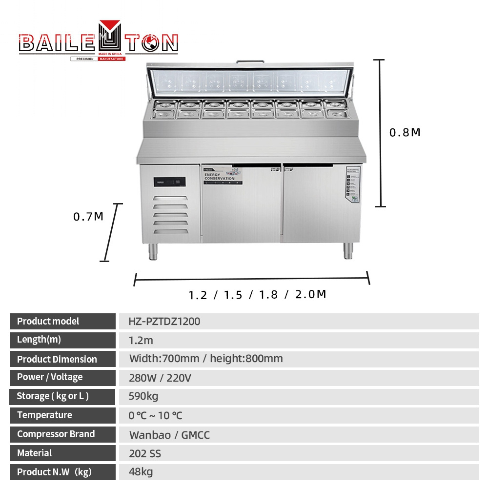 Factory Stainless Steel Refrigerator Salad Prep Counter salad bar counter