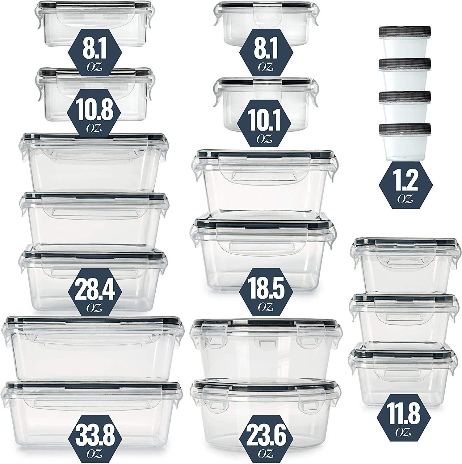 20 Pack Food-grade Premium Airtight home Food Storage Container Container for Food for Kitchen Water-proof Fridge Plastic Modern